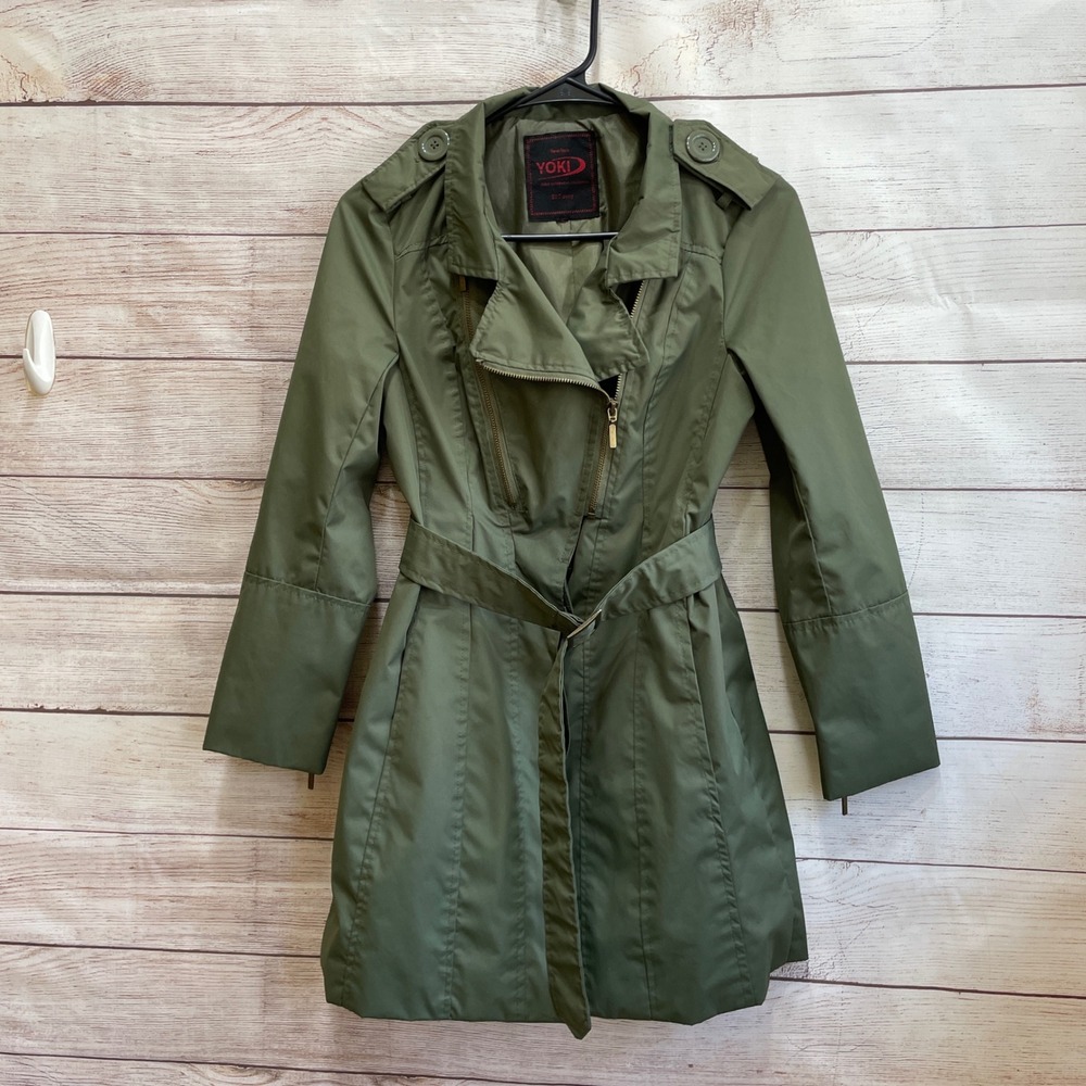 YOKI MILITARY TRENCH COAT IN‎ OLIVE GREEN